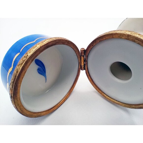 Vintage Limoges Trinket Box Table Lamp Sailboat Porcelain 90s France Signed Flaw - Picture 15 of 16